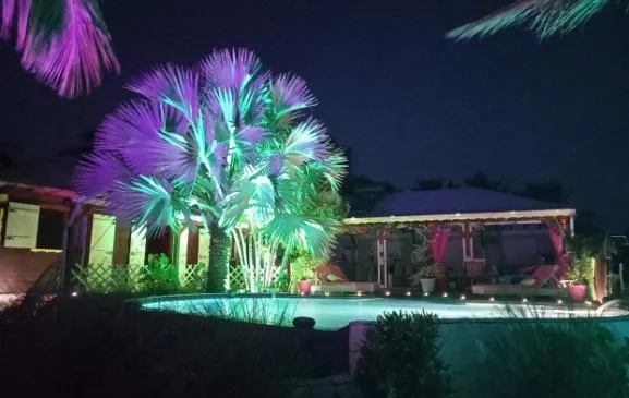 Villa de style créole dans jardin tropical